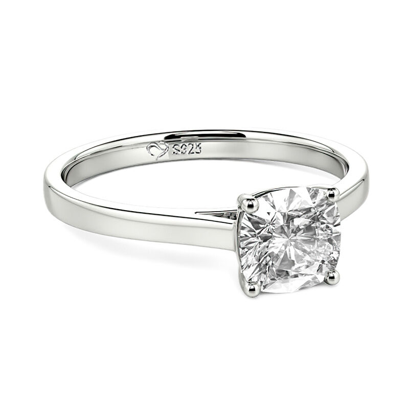 Jeulia Cushion Cut Solitaire Sterling Silver Engagement Ring