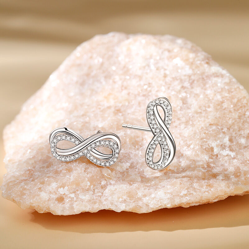 Jeulia "Infinity Love" Round Cut Sterling Silver Stud Earrings