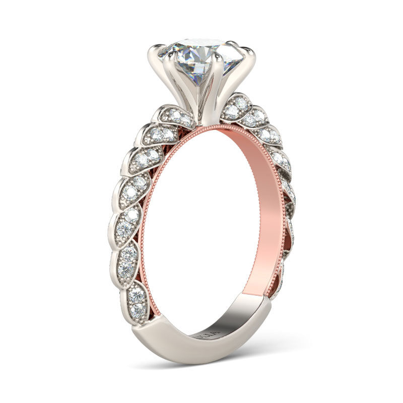 Jeulia Vintage Two Tone Round Cut Sterling Silver Ring