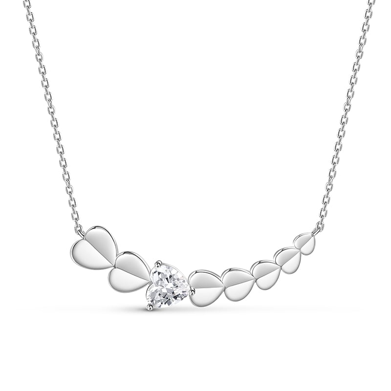 Jeulia Strung Hearts Design Sterling Silver Necklace