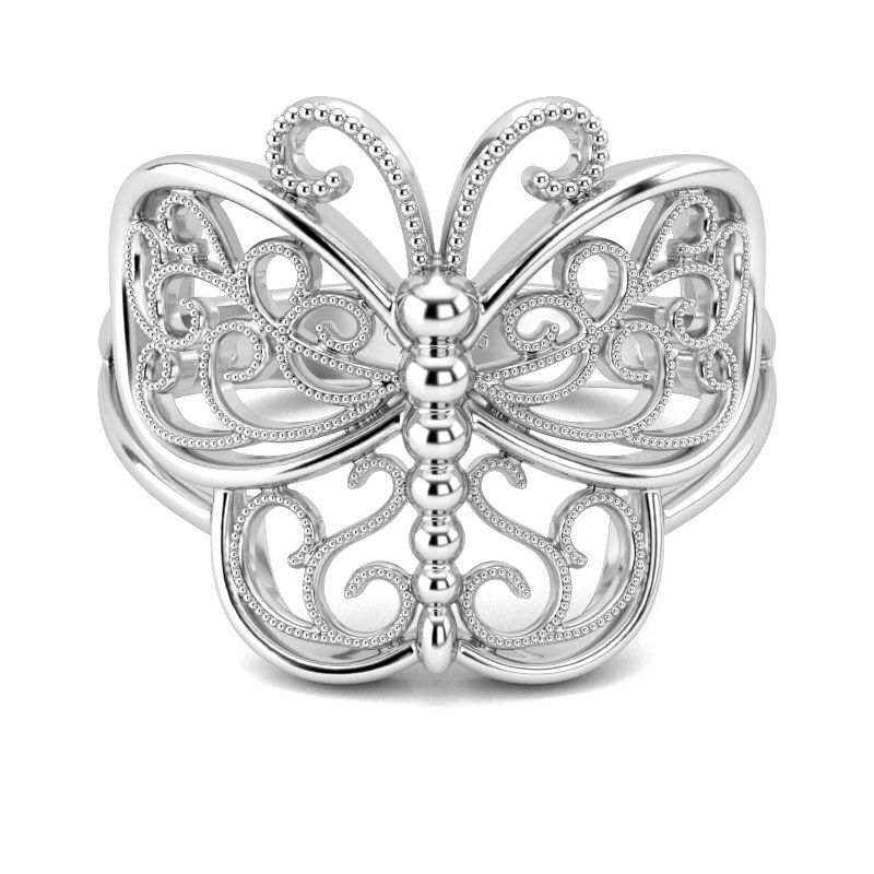 Jeulia Milgrain Butterfly Shape Sterling Silver Ring