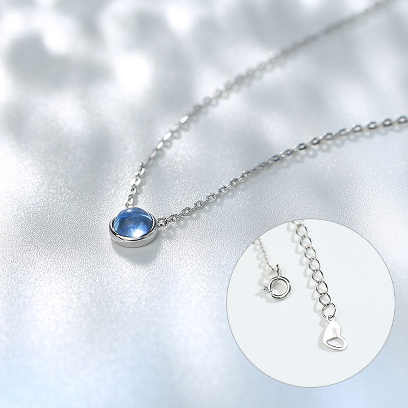 Jeulia Simple Blue Ocean Sterling Silver Necklace