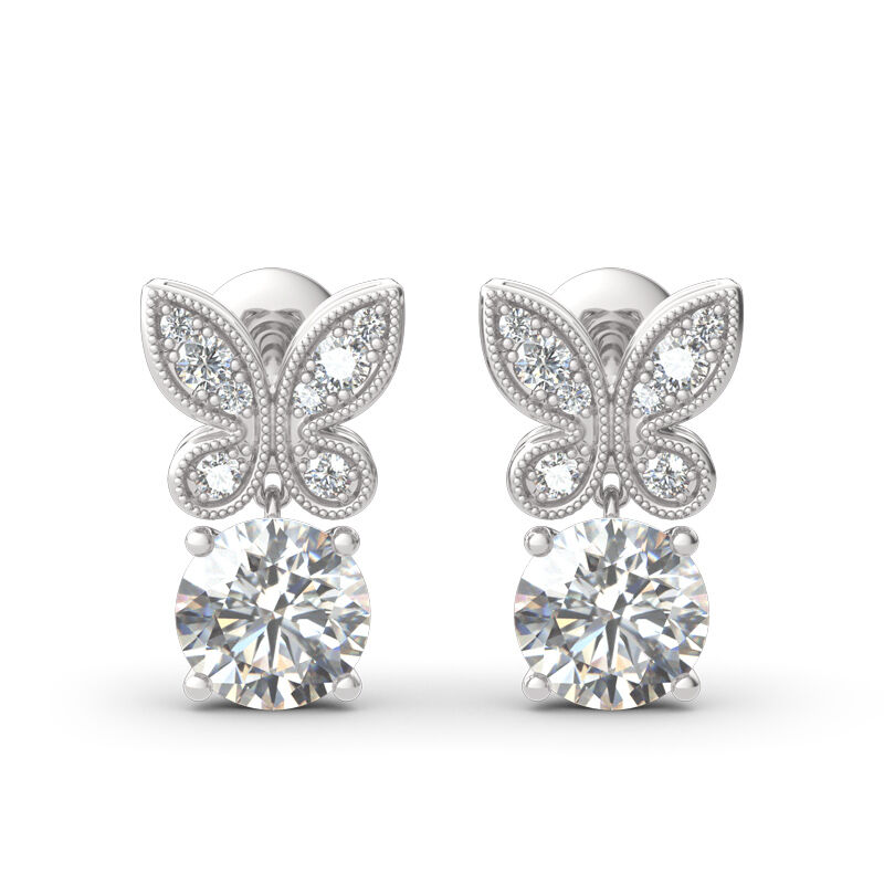 Jeulia Butterfly Round Cut Sterling Silver Drop Earrings