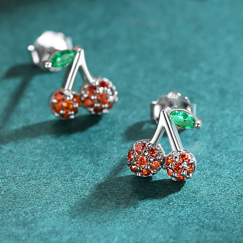 Jeulia Cherry Design Sterling Silver Stud Earrings