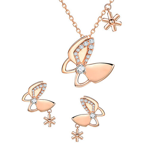 Jeulia "Natural Brilliance" Butterfly Design Sterling Silver Jewelry Set