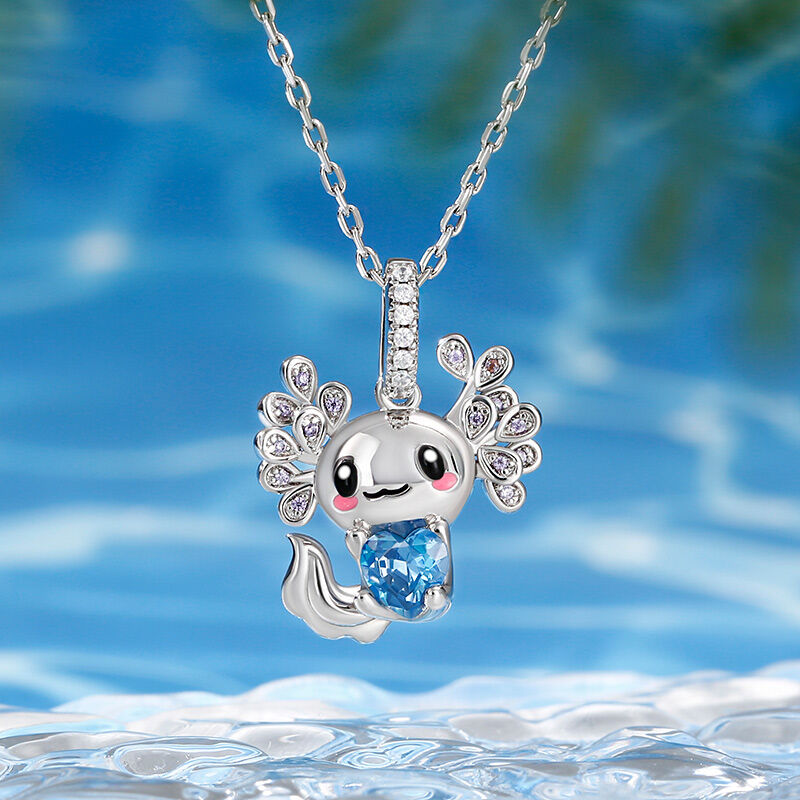 Jeulia Hug Me "Forever Cutie" Mexican Axolotl Sterling Silver Necklace