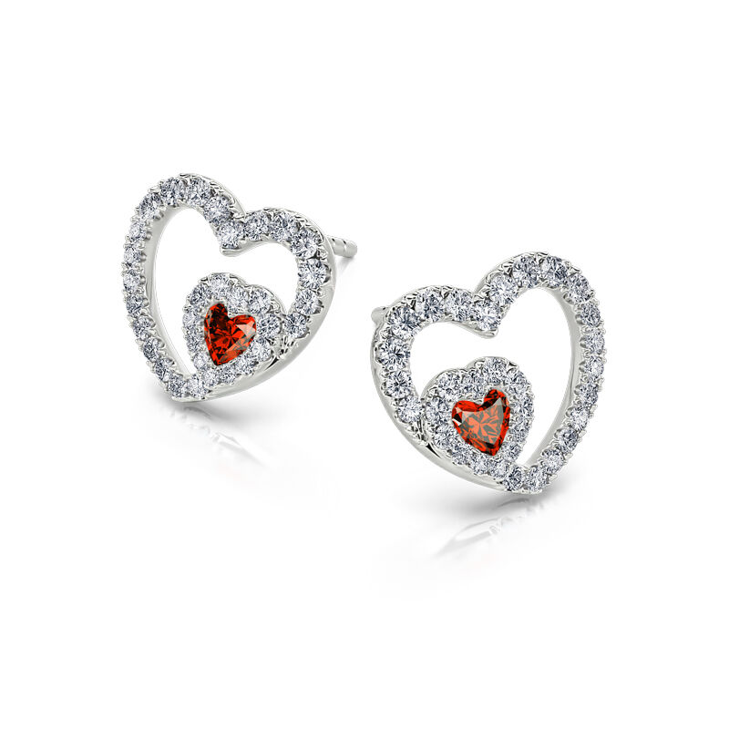 Jeulia "Brilliance Love" Heart Cut Sterling Silver Stud Earrings