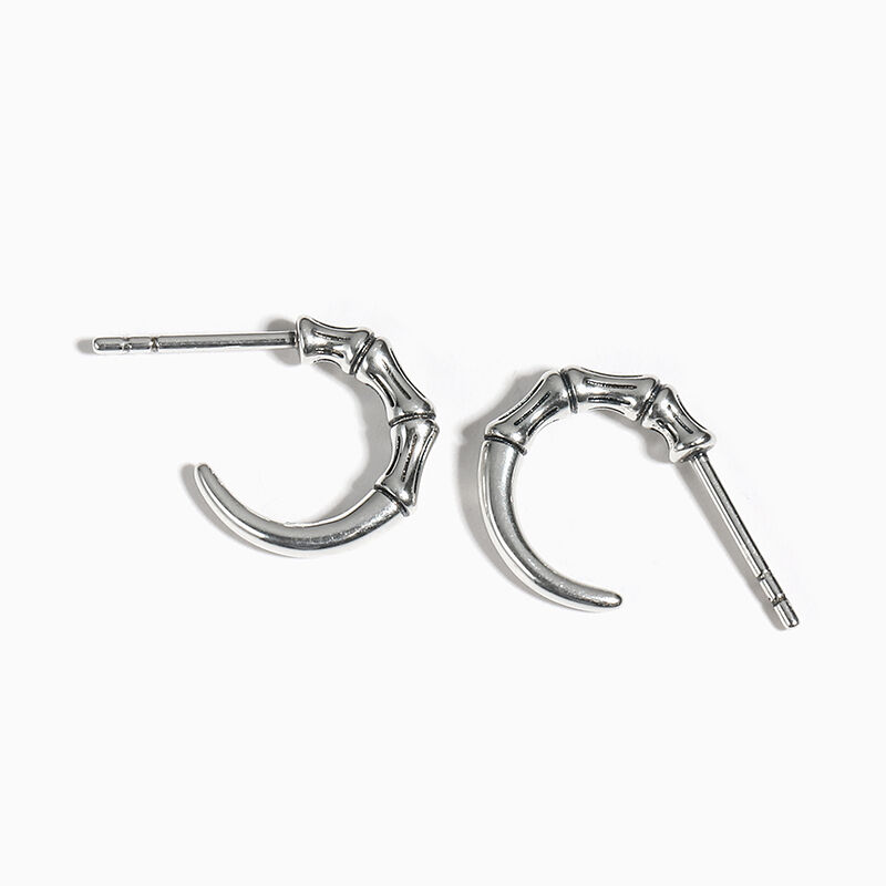Jeulia "Punk Claw Horn" Sterling Silver Earrings