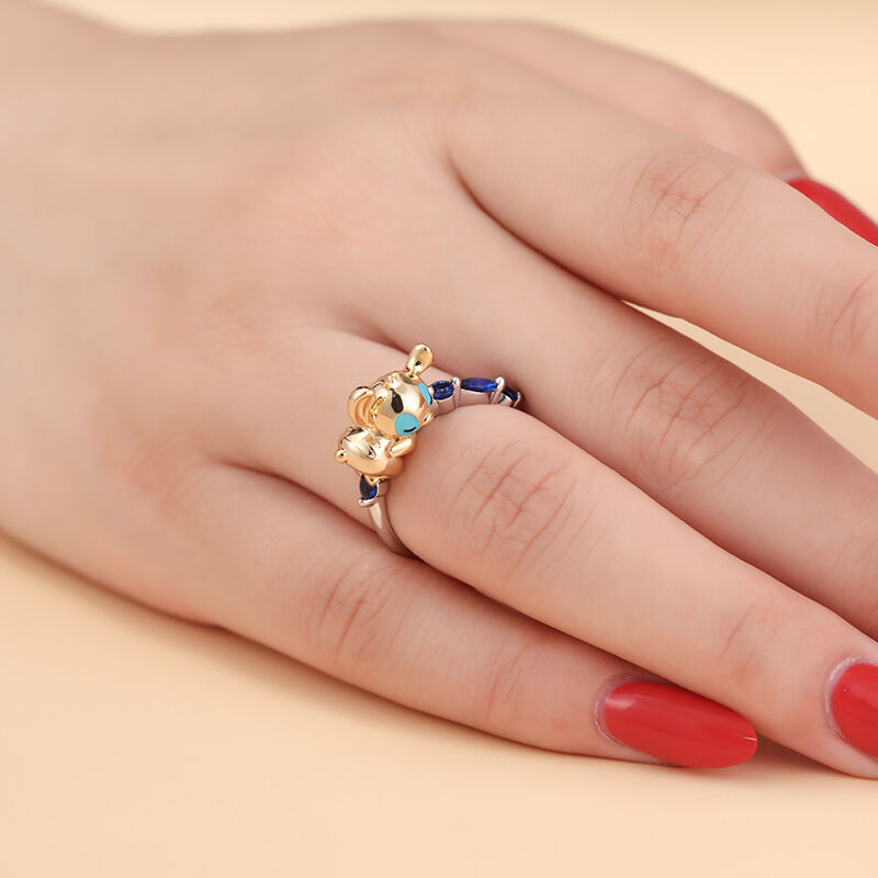 Jeulia Cartoon Monster Two Tone Ring Silver