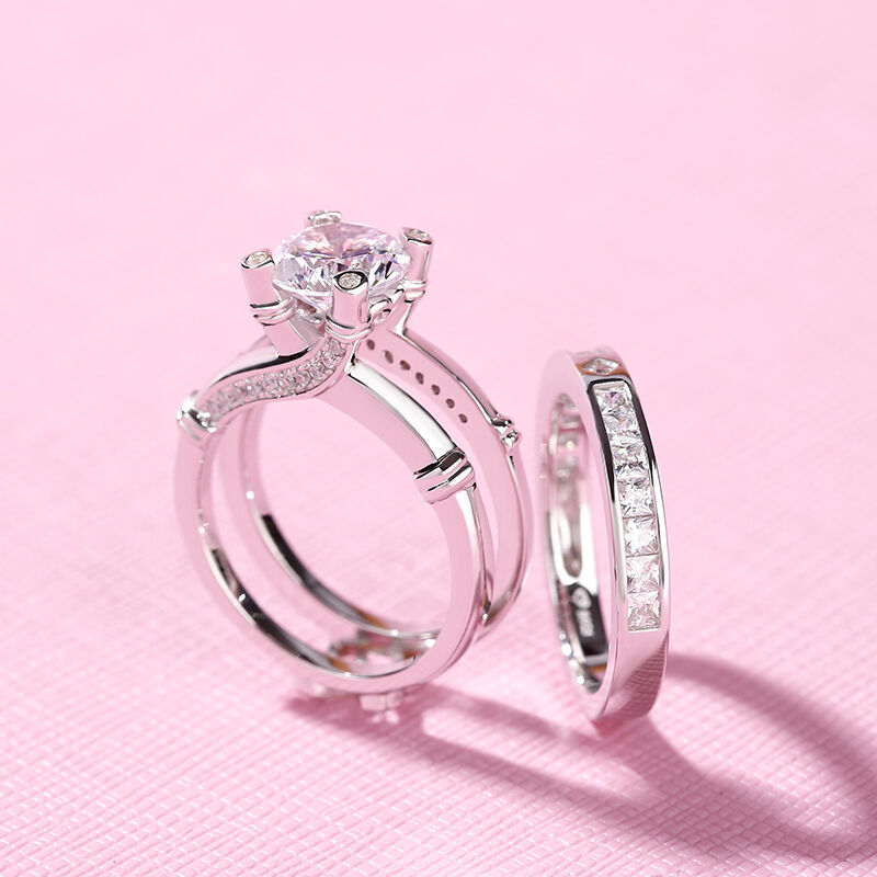 Jeulia Knot Round Cut Sterling Silver Interchangeable Ring Set