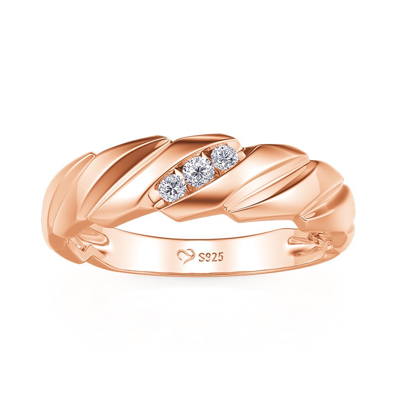 Jeulia Braided Twisted Rose Gold Round Cut Men's Wedding Band