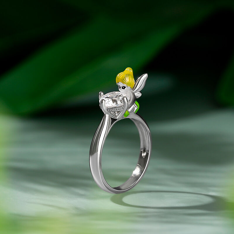 Jeulia Hug Me "Fairy of Forest" Cute Fantasy Fairy Winged Angel Sterling Silver Ring