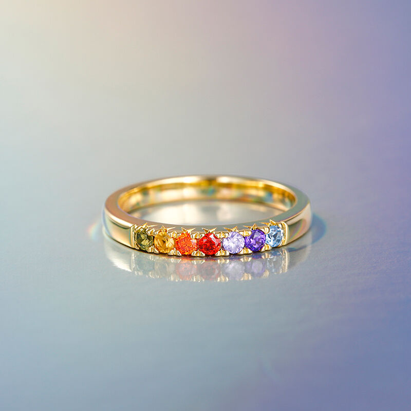 Jeulia Multi-Stone Rainbow Sterling Silver Ring