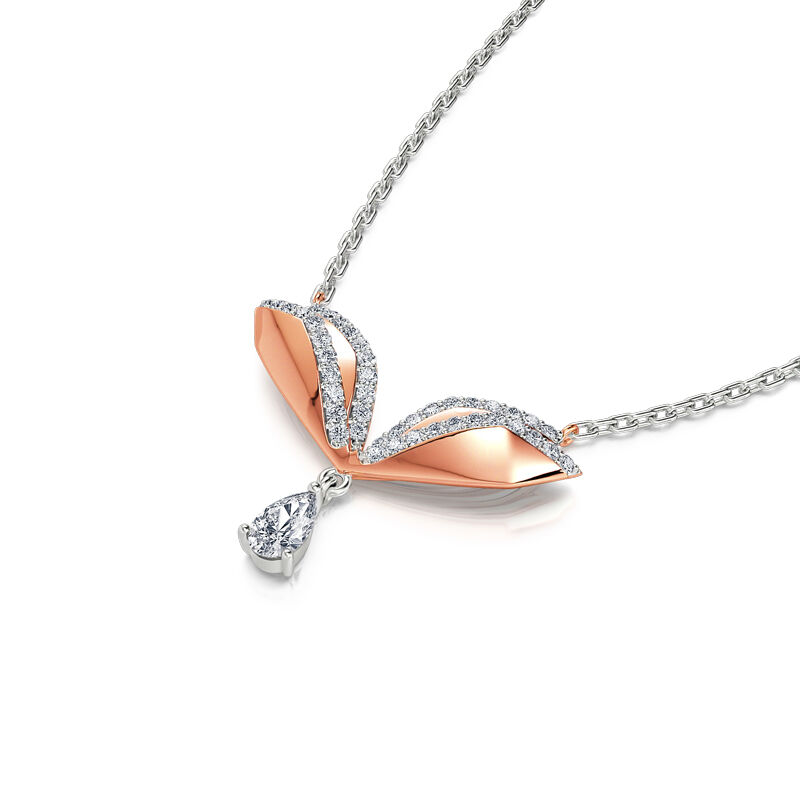 Jeulia "Flying Wings" Butterfly Design Sterling Silver Necklace