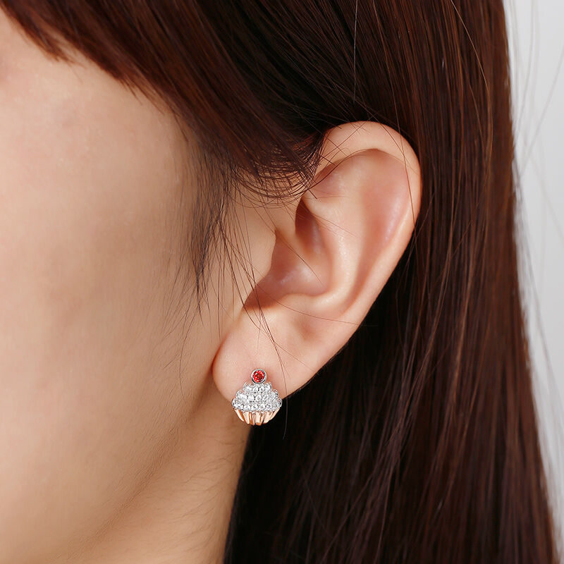 Jeulia "Sweet Secrets" Cupcake Design Sterling Silver Stud Earrings