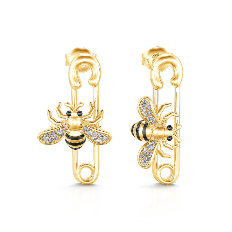 جوليا "الحب المزدوج" أقراط نحلة ذهبية من الفضة الاسترليني