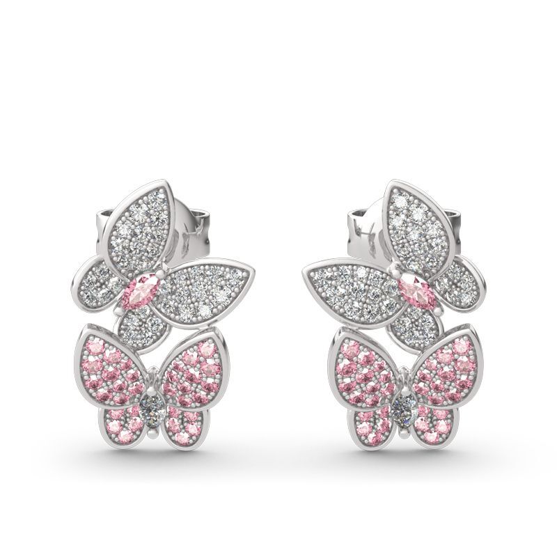 Jeulia "Spring is Coming" Two Butterfly Sterling Silver Jewelry Set