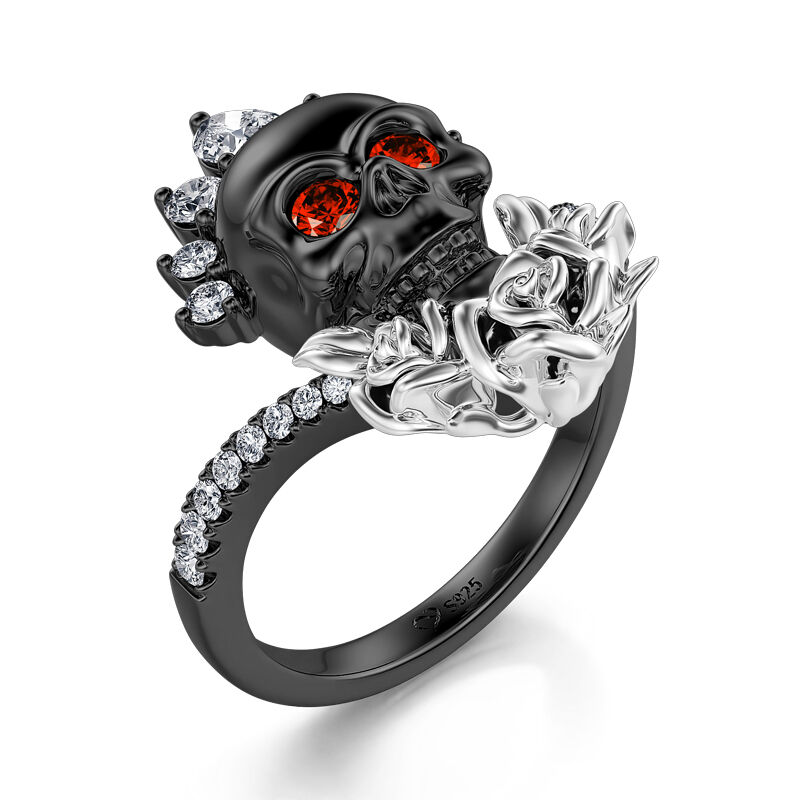 Jeulia "My Queen" Skull&Rose Sterling Silver Ring