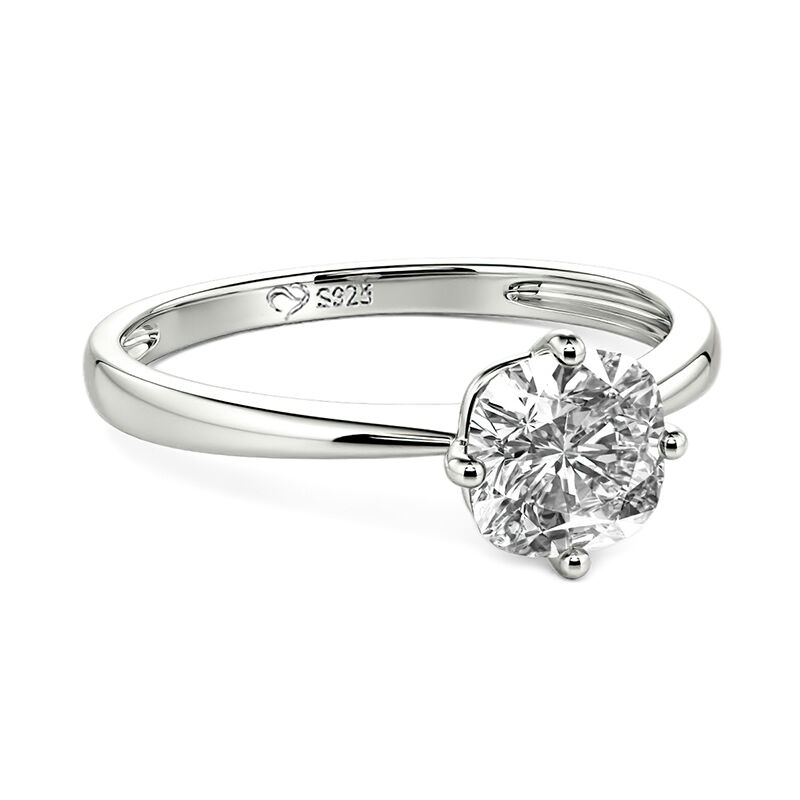 Jeulia Cushion Cut Solitaire Sterling Silver Engagement Ring