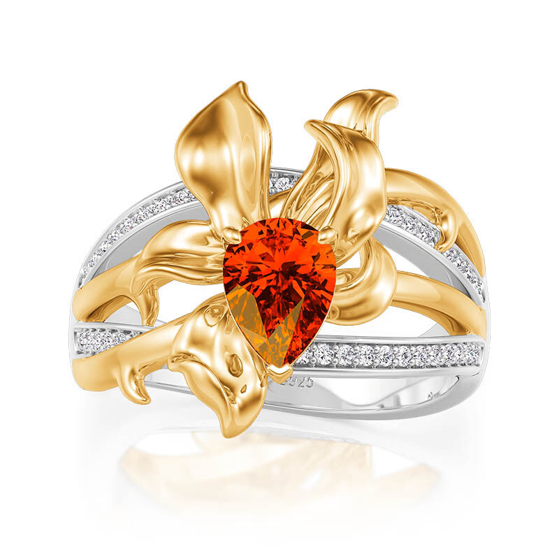 Jeulia x Leyla "Floral of Thorns" Tvåfärgad Blomma Damvigselring i Sterling Silver