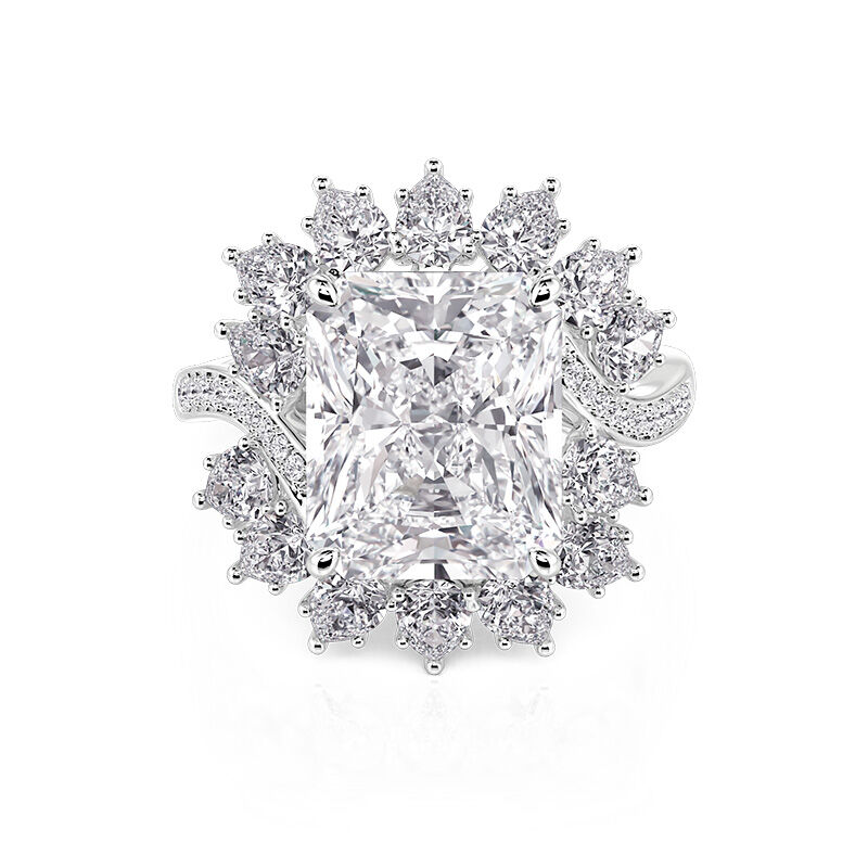 Jeulia Vintage Halo Twist Radiant Cut Engagement Ring