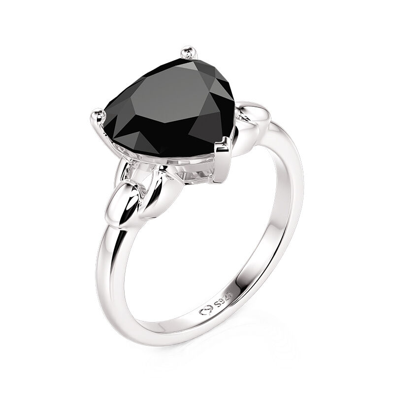 Jeulia Anillo de Compromiso Solitario Corazón Negro con Cadena Simple