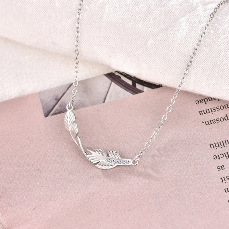 Jeulia "Floating Feather" Sterling Silver Necklace