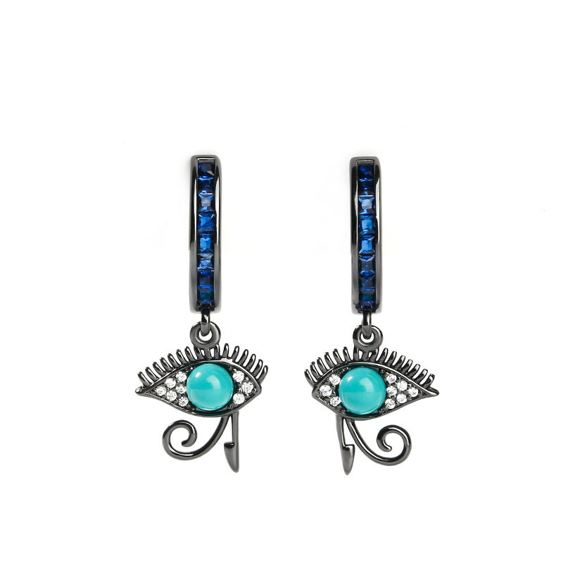 Jeulia "Eye of Horus" Vintage Turquoise Sterling Silver Earrings