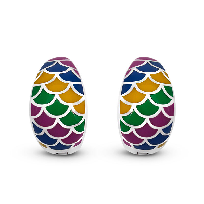 Jeulia "Geometric Pattern" Multicolored Enamel Sterling Silver Earrings