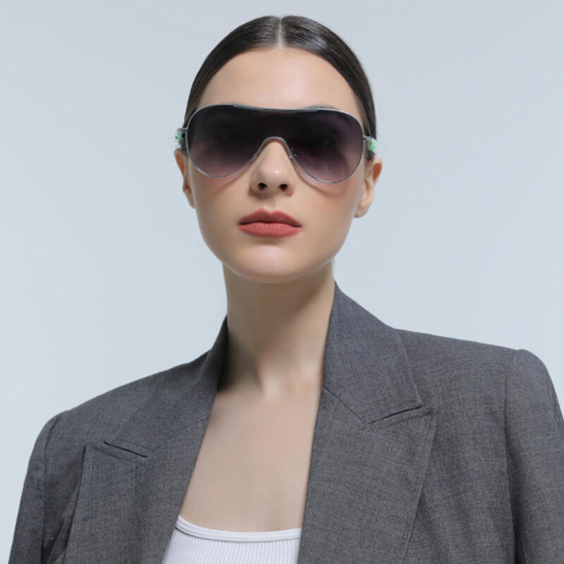 Jeulia "Chic Shield" Pilot Grey Gradient Oversize Unisex Sunglasses