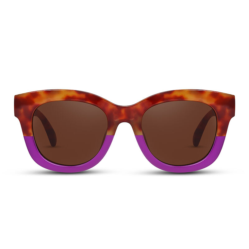 Jeulia "Crush" Square Tortoise Purple/Brown Women's Sunglasses