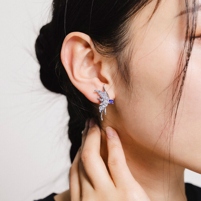 Jeulia "Butterfly Elf" Princess Cut Sterling Silver Earrings