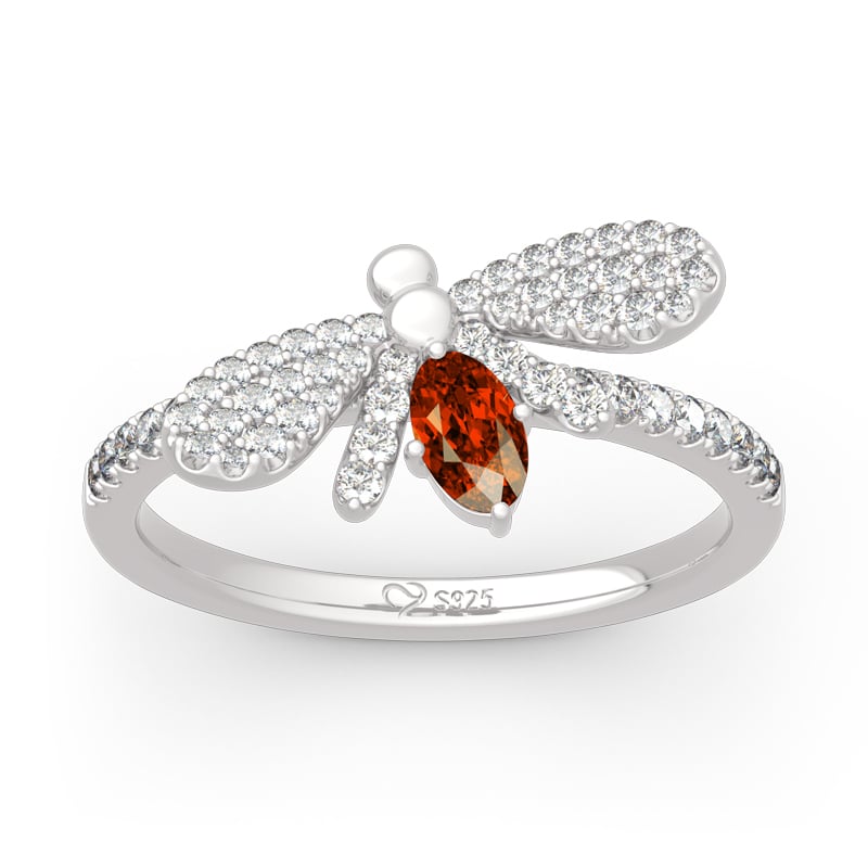 Jeulia "Natural Wonder" Firefly Design Oval Cut Sterling Silver Ring