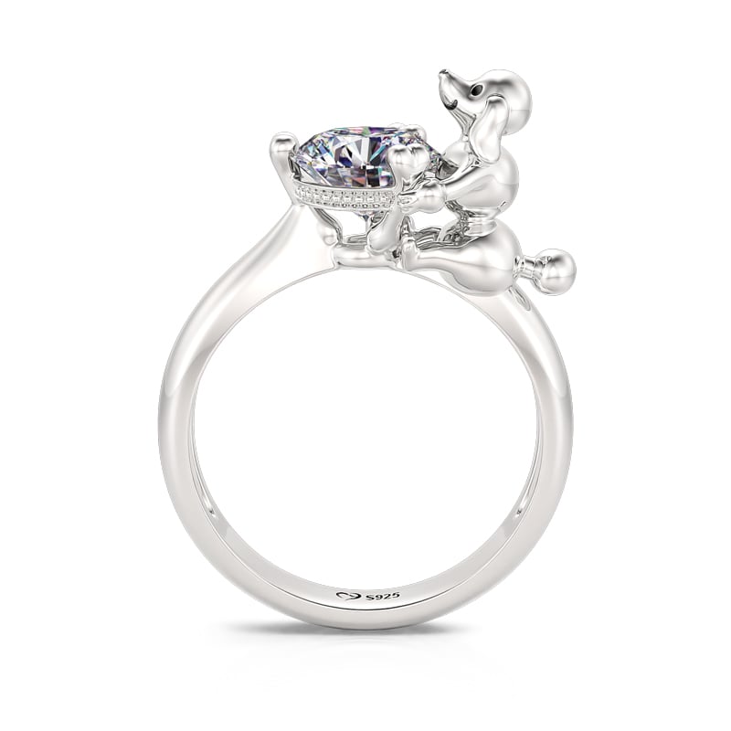 Jeulia Hug Me "Elegant Poodle" Round Cut Sterling Silver Ring