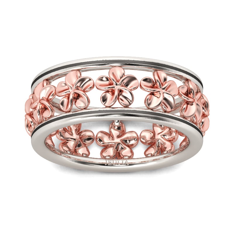 Jeulia Two Tone Flower Sterling Silver Women's Band