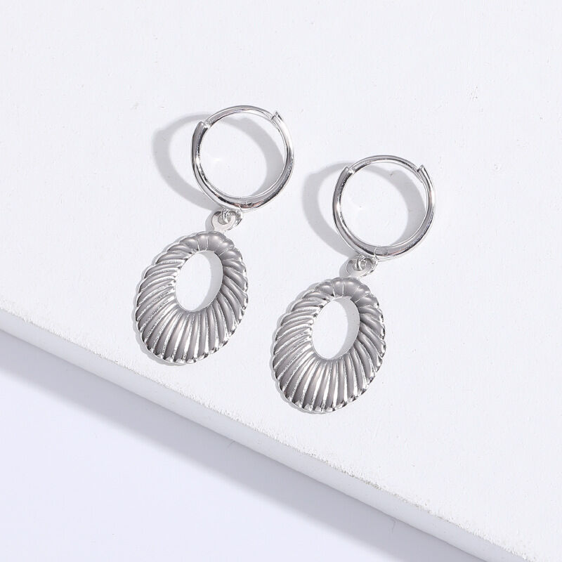 Jeulia Ripple Design Sterling Silver Drop Earrings