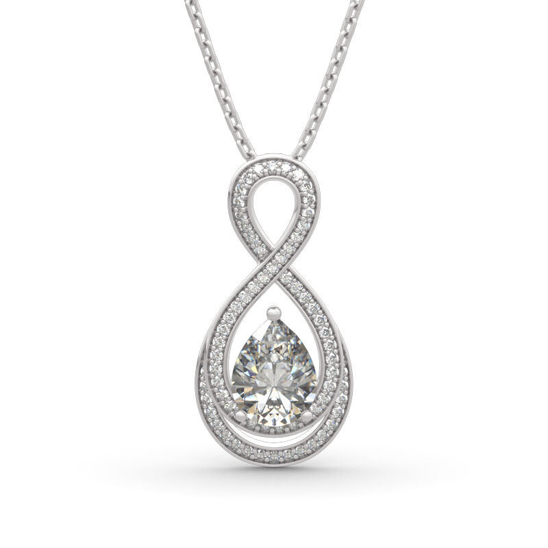Jeulia "Infinity Love" Pear Cut Sterling Silver Necklace