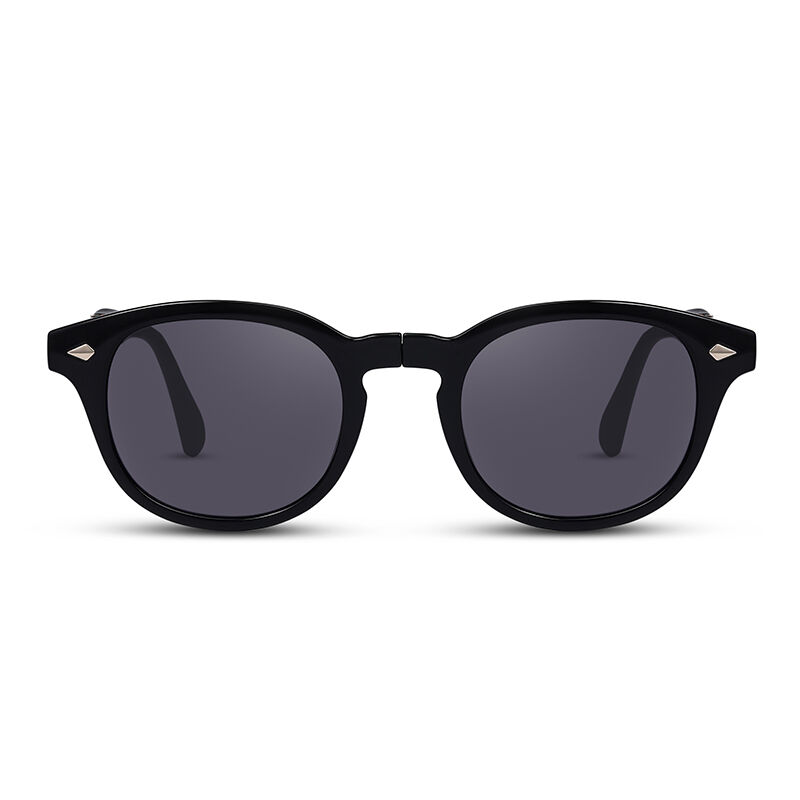 Jeulia "Transform" Round Black/Grey Unisex Folding Sunglasses