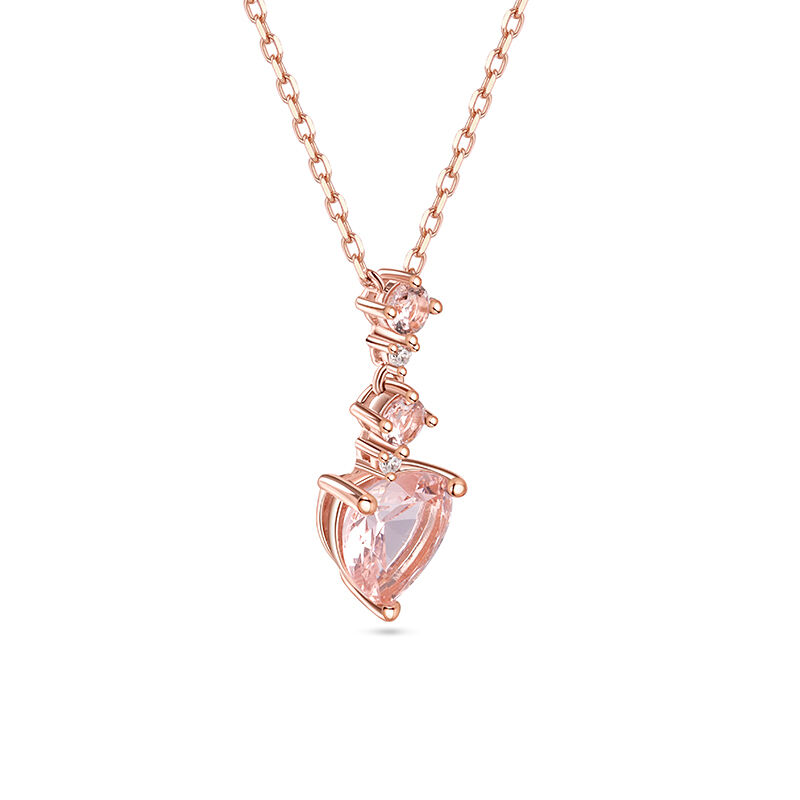 Jeulia "Enchanting Grace" Heart Cut Synthetic Morganite Sterling Silver Necklace