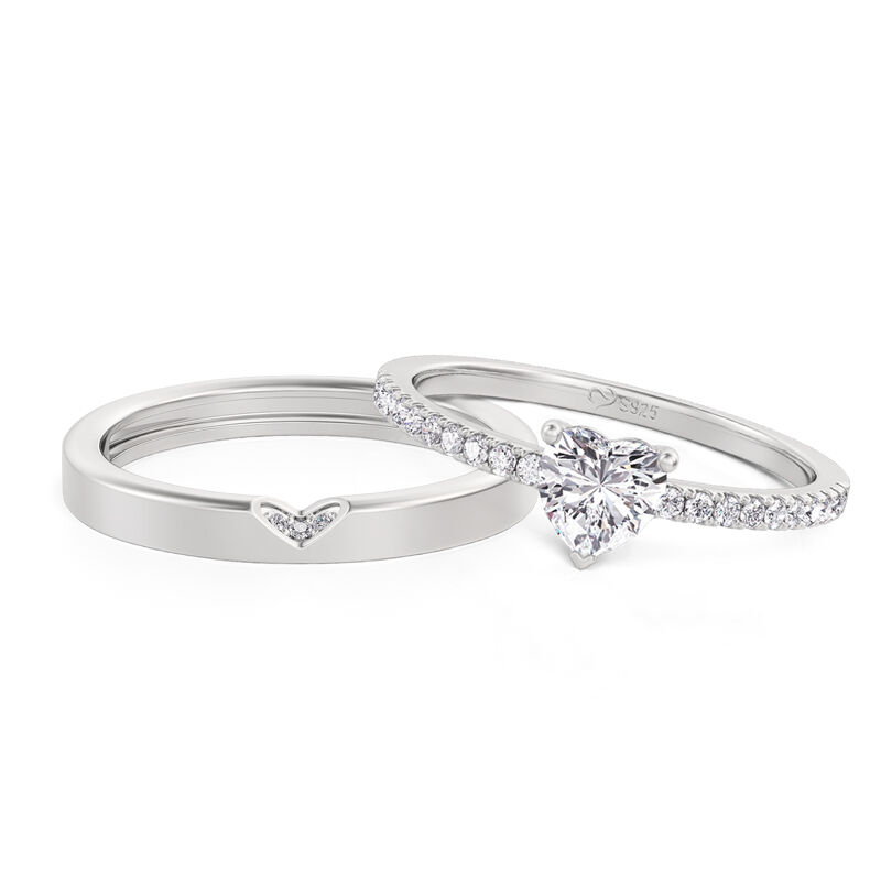 Jeulia Classic Custom Heart Couple Rings