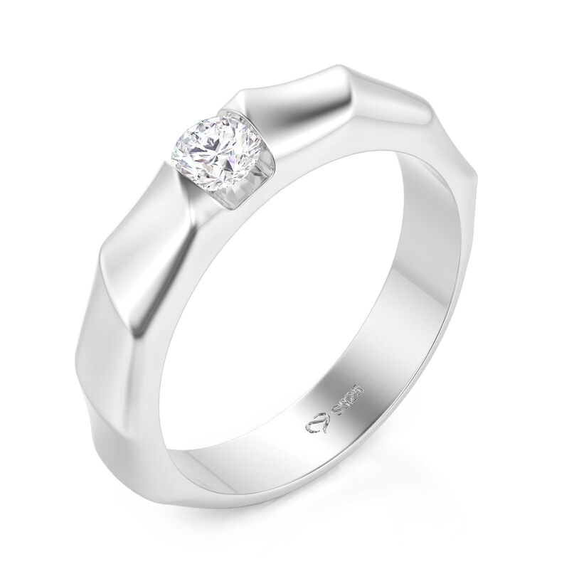 Jeulia Simple Solitaire Twisted Ribbon Mens Ring