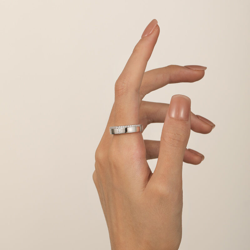Jeulia Anillo de Boda Elegance para Mujer en Plata de Ley