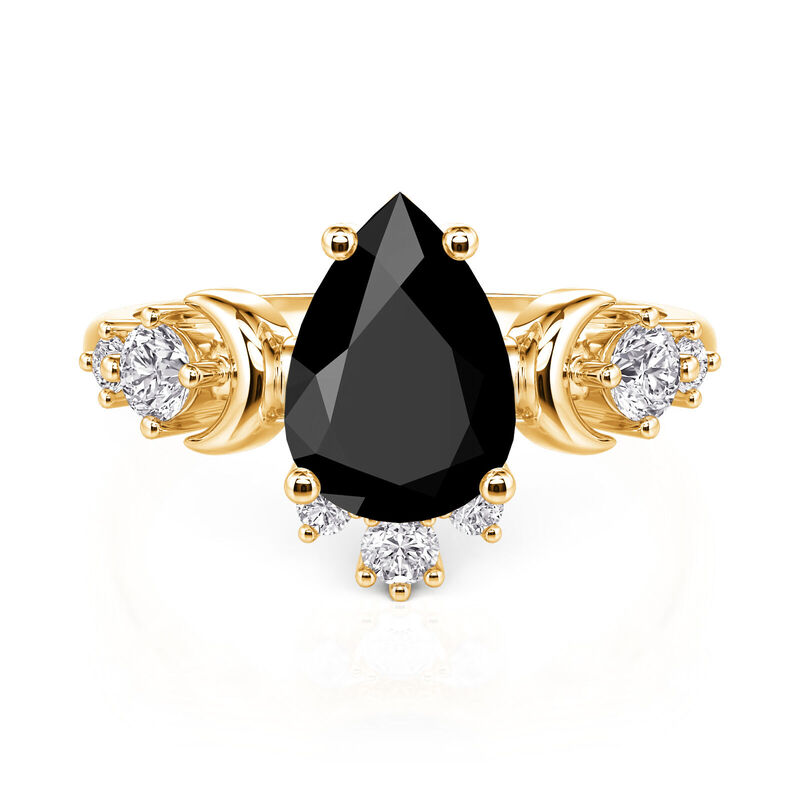 Jeulia Luna Astra Pear Cut Black Ring Sterling Silver