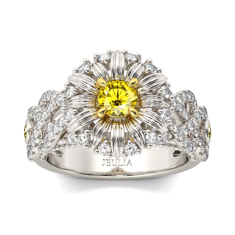 Jeulia Daisy Intertwined Round Cut Sterling Silver Ring