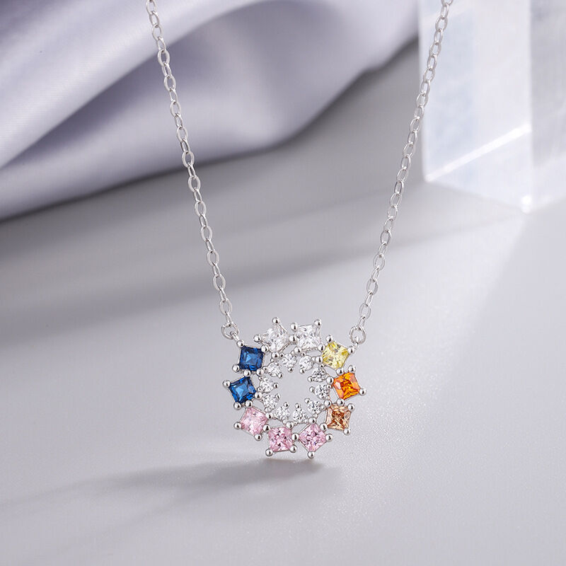 Jeulia "Colorful Days" Sterling Silver Necklace