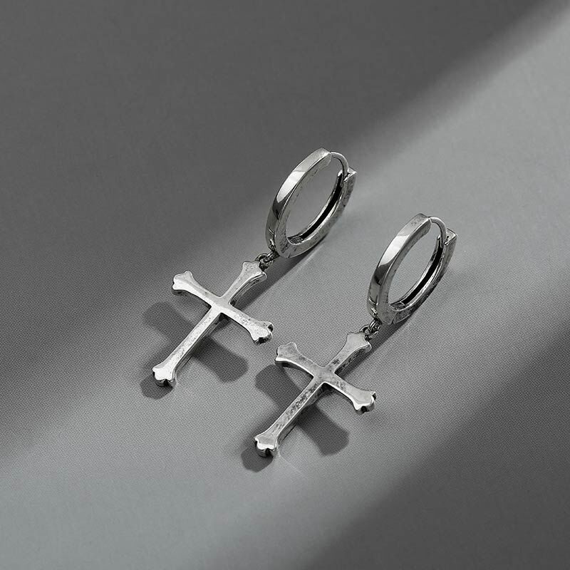 Jeulia "Sinner Cross" Sterling Silver Earrings