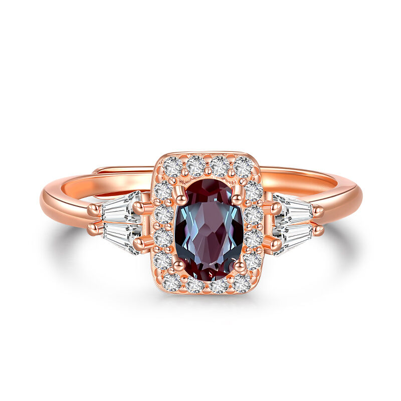 Jeiluia Alexandrit Halo Förlovningsring i Roséguld (öppen modell) Sterling Silver