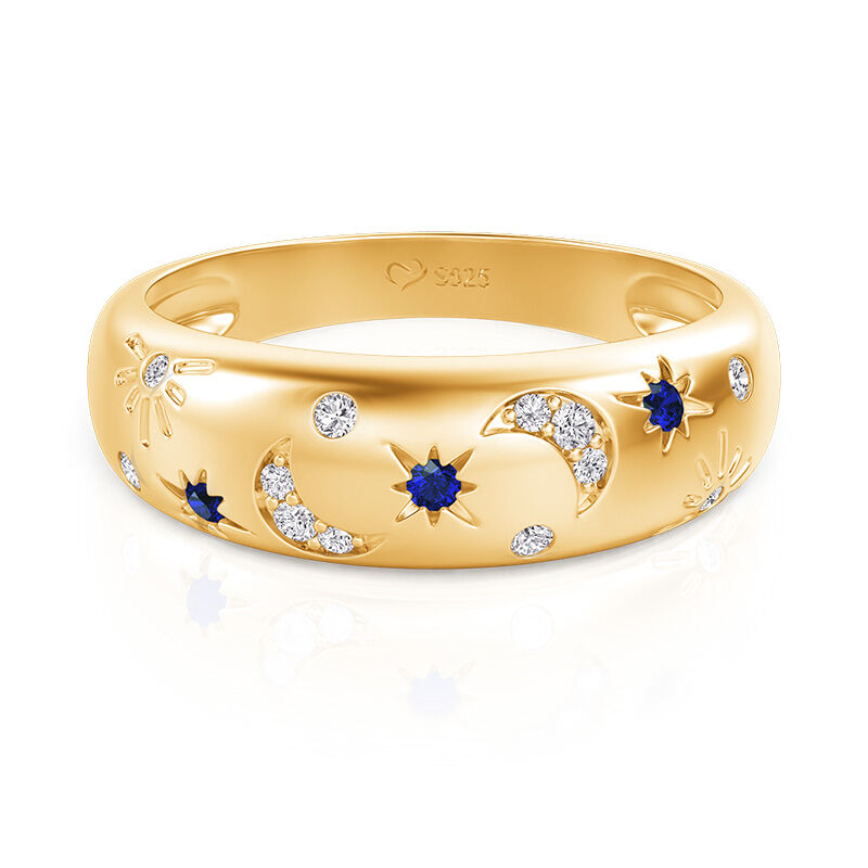 Jeulia Esenciales del Día Anillo Domo Sol Luna y Estrellas para Mujer