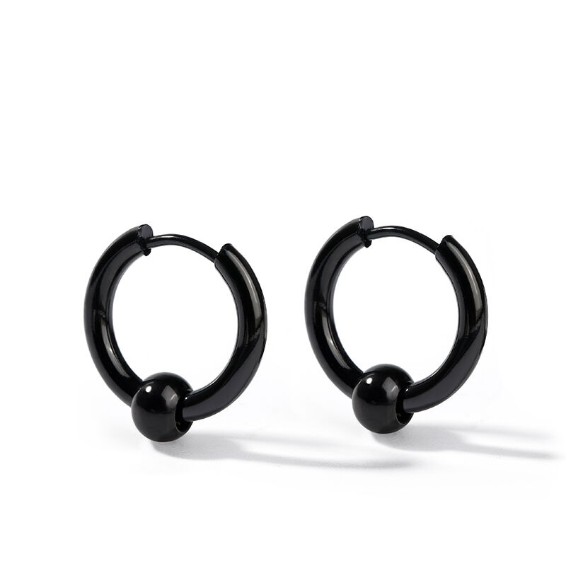 Jeulia Simple Men's Stainless Steel Hoop Earrings