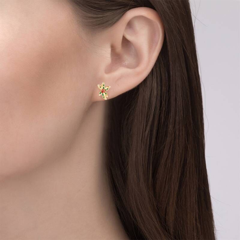 Jeulia "Everlasting Mistletoe" Pear Cut Sterling Silver Asymmetrical Earrings